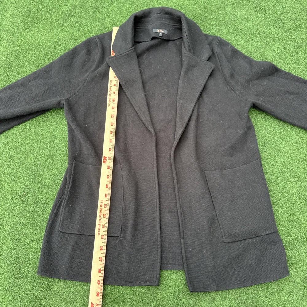 Quince Women Cotton Cocoon Coat Black Outerwear L NICE! Pea Coat - Picture 9 of 12
